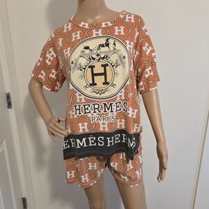 Herm`es Style Orange And White PJ Set